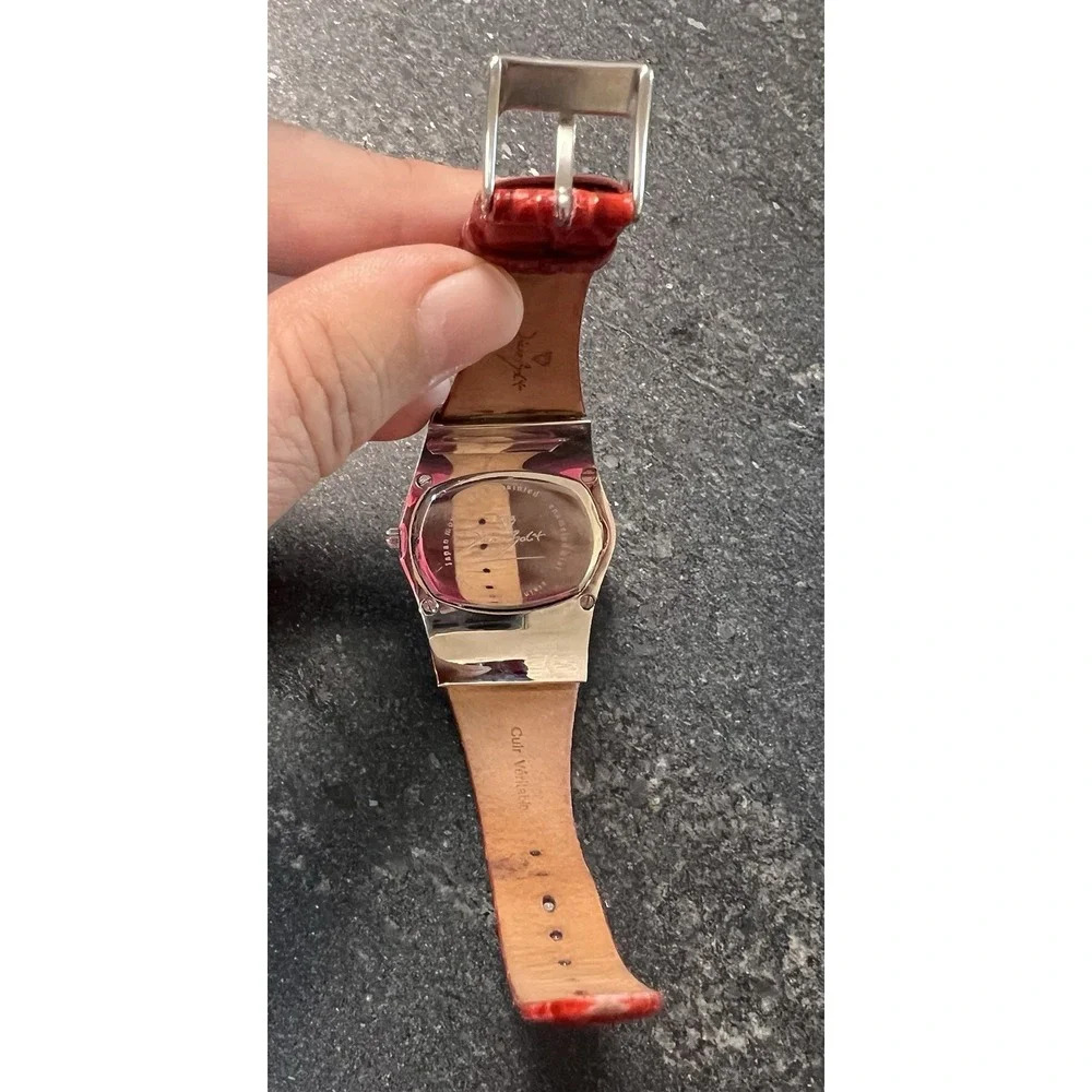 Diane Balit Hand Painted Red Leather‎ Bon Voyage Watch New Battery